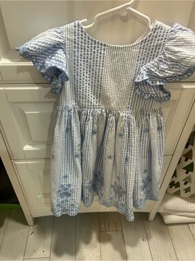 NEXT toddler 3T to 4T Blue and White Striped Floral Girls' Dress